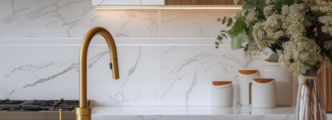 cuisine-moderne-marbre-robinetterie-or